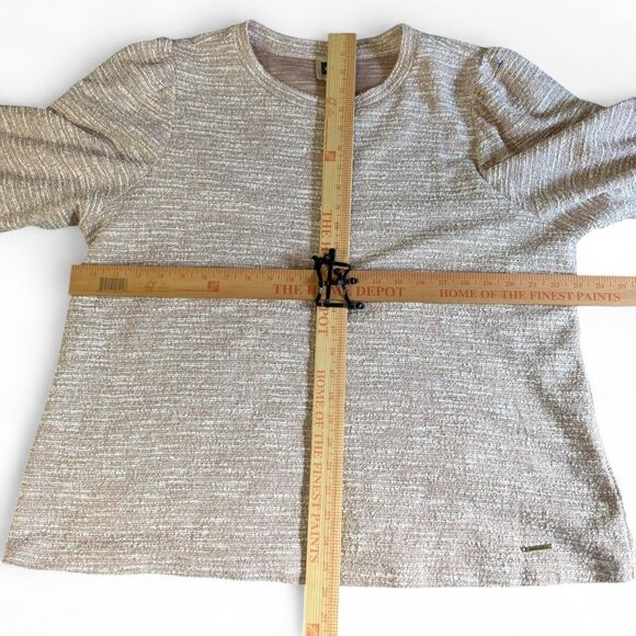 Anne Klein Plus 2X Pink Boucle Knit Top Metallic Shimmer 3/4 Balloon Sleeve - Picture 9 of 9